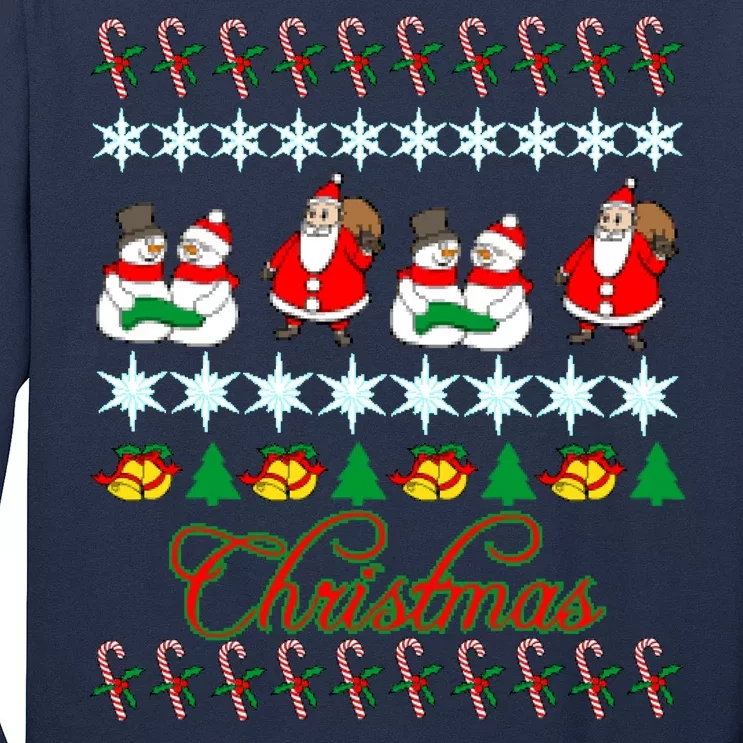 Santa Snowman Ugly Christmas Sweater Long Sleeve Shirt