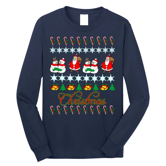 Santa Snowman Ugly Christmas Sweater Long Sleeve Shirt