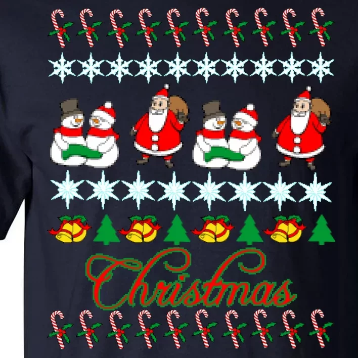 Santa Snowman Ugly Christmas Sweater Tall T-Shirt