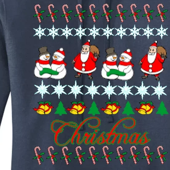 Santa Snowman Ugly Christmas Sweater Women's Pullover Hoodie