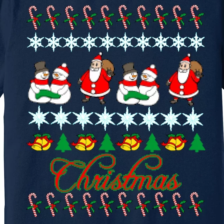 Santa Snowman Ugly Christmas Sweater Premium T-Shirt