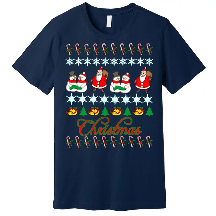 Santa Snowman Ugly Christmas Sweater Premium T-Shirt