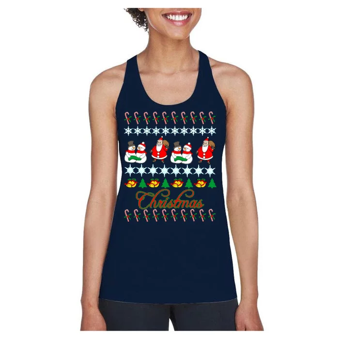 Santa Snowman Ugly Christmas Sweater Women's Racerback Tank