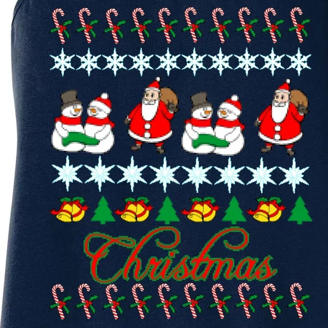 Santa Snowman Ugly Christmas Sweater Women's Racerback Tank