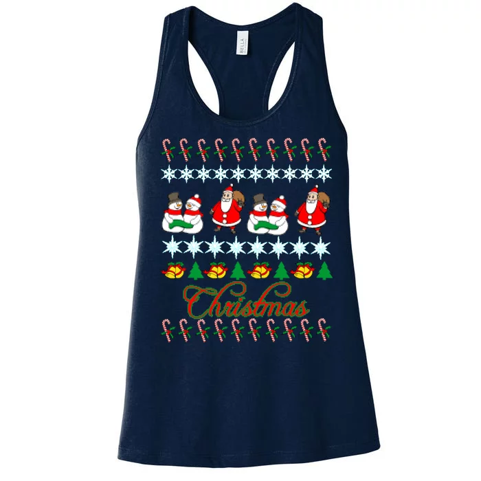 Santa Snowman Ugly Christmas Sweater Women's Racerback Tank