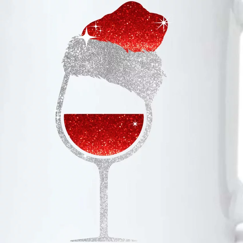 Santa Sparkly Wine Glass Black Color Changing Mug