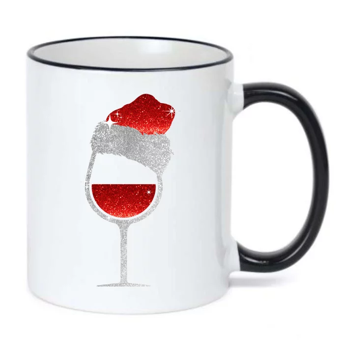 Santa Sparkly Wine Glass Black Color Changing Mug