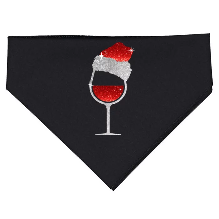 Santa Sparkly Wine Glass USA-Made Doggie Bandana