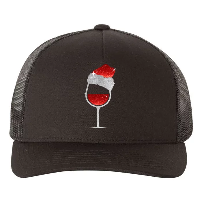 Santa Sparkly Wine Glass Yupoong Adult 5-Panel Trucker Hat