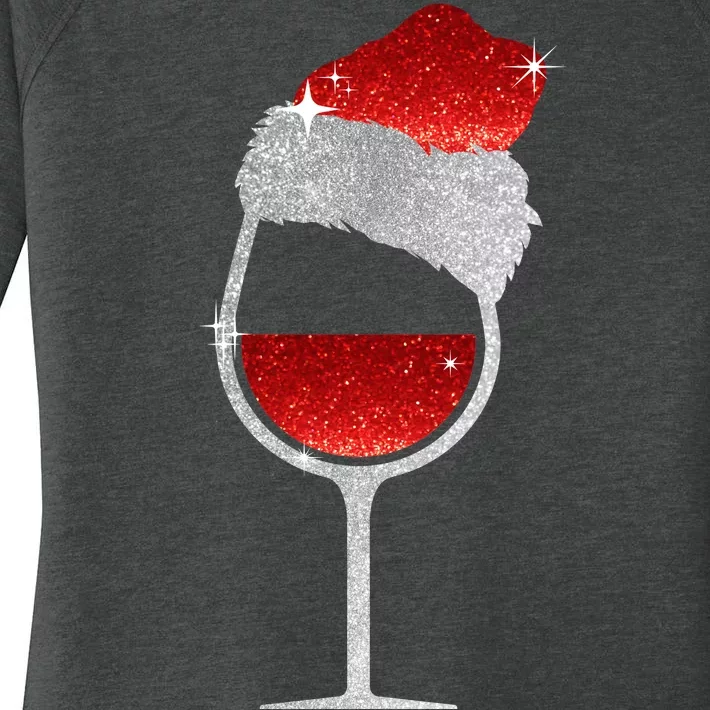 Santa Sparkly Wine Glass Women's Perfect Tri Tunic Long Sleeve Shirt