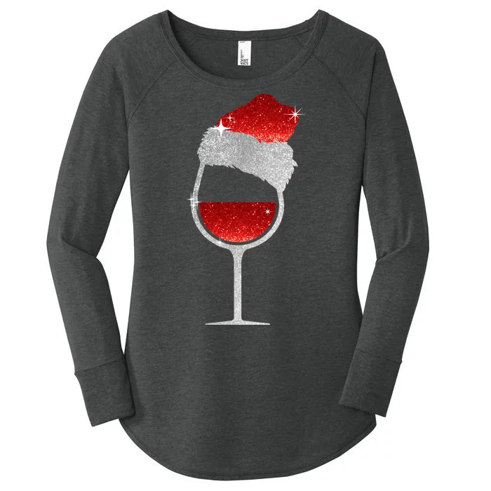 Santa Sparkly Wine Glass Women's Perfect Tri Tunic Long Sleeve Shirt