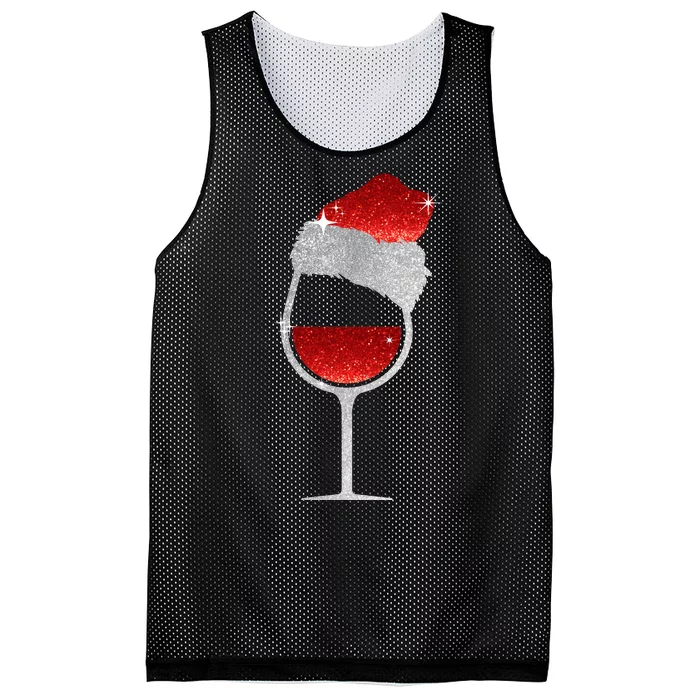 Santa Sparkly Wine Glass Mesh Reversible Basketball Jersey Tank