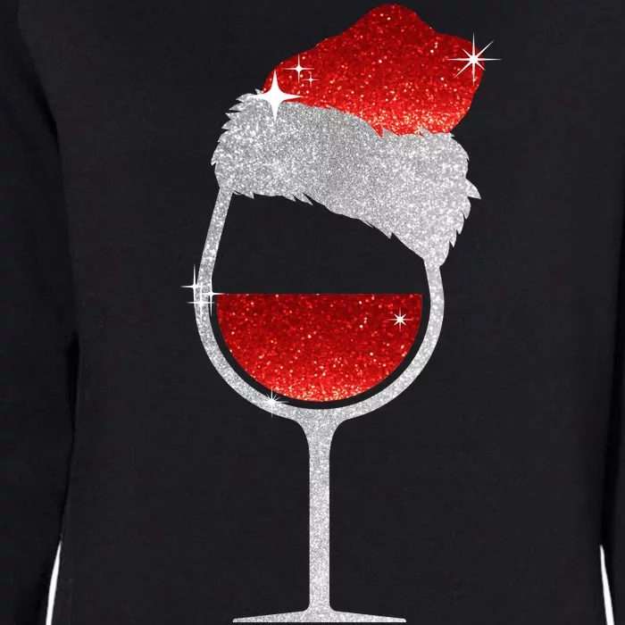 Santa Sparkly Wine Glass Womens California Wash Sweatshirt