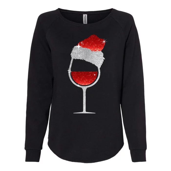 Santa Sparkly Wine Glass Womens California Wash Sweatshirt