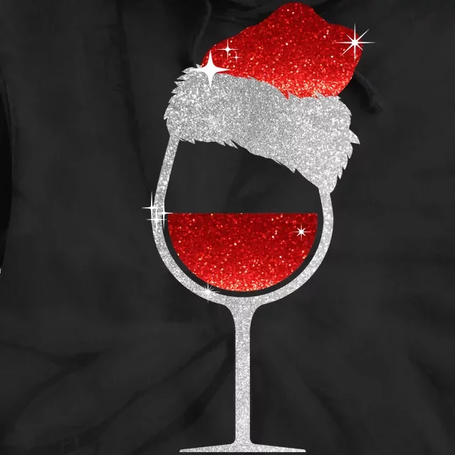 Santa Sparkly Wine Glass Tie Dye Hoodie