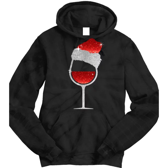 Santa Sparkly Wine Glass Tie Dye Hoodie