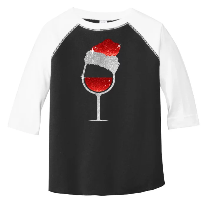 Santa Sparkly Wine Glass Toddler Fine Jersey T-Shirt