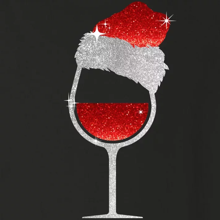 Santa Sparkly Wine Glass Toddler Long Sleeve Shirt