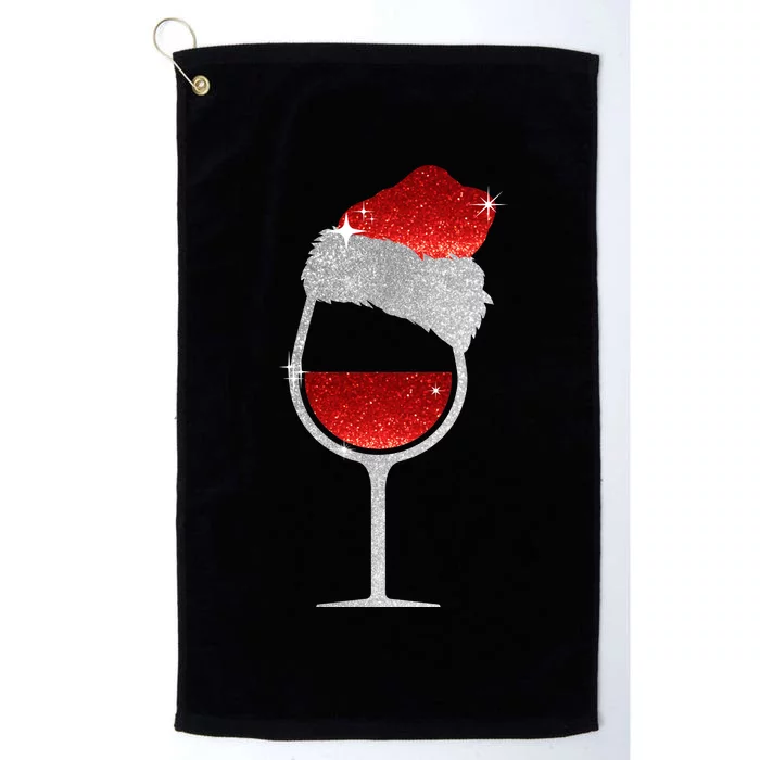 Santa Sparkly Wine Glass Platinum Collection Golf Towel