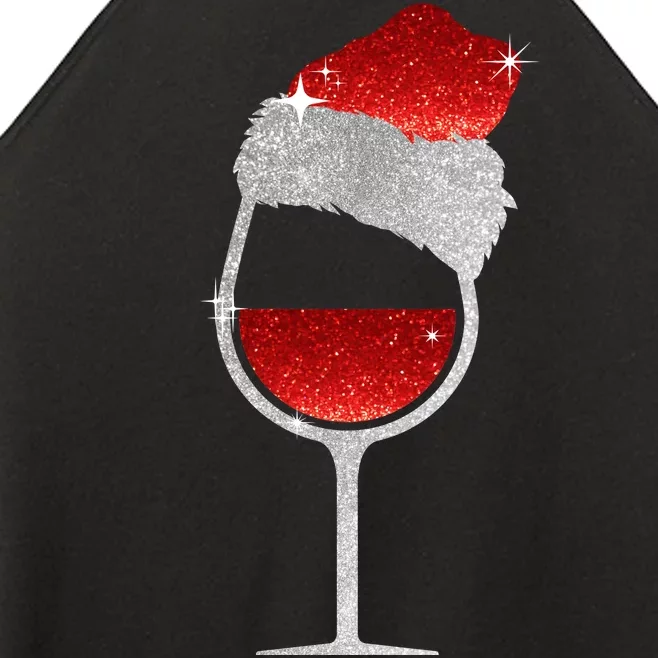 Santa Sparkly Wine Glass Women’s Perfect Tri Rocker Tank