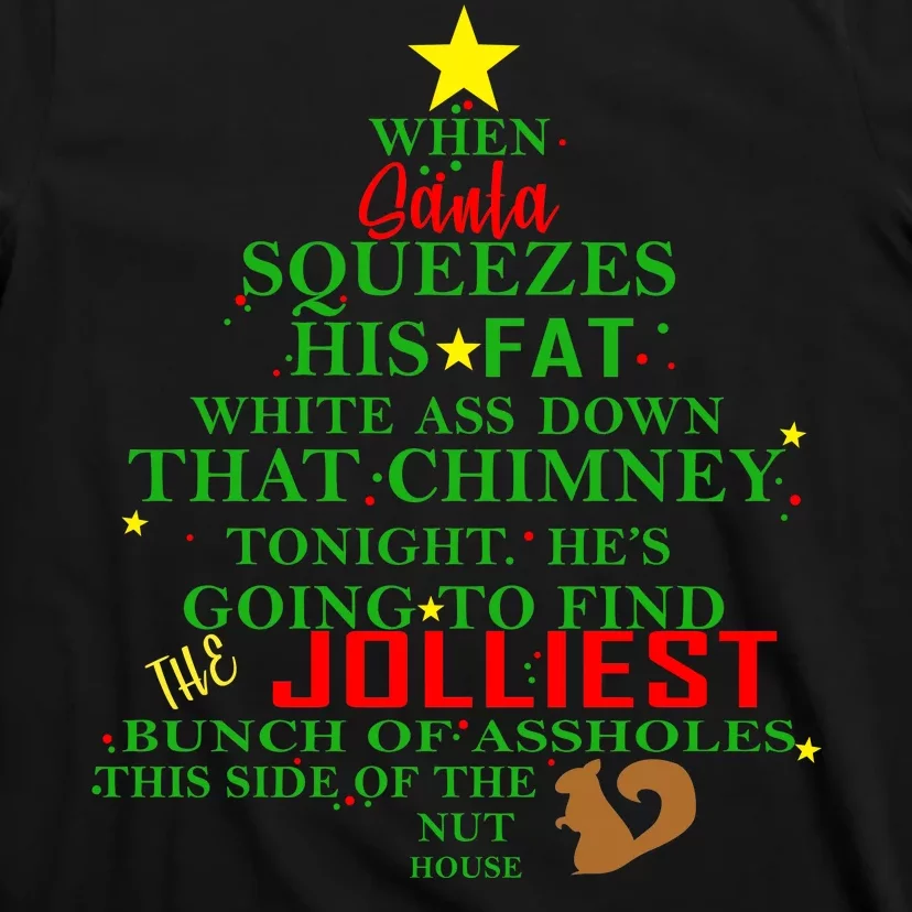 Santa Squeezes Down The Chimney T-Shirt