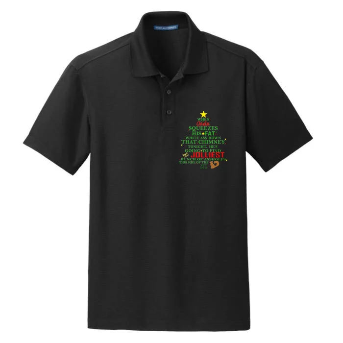 Santa Squeezes Down The Chimney Dry Zone Grid Performance Polo