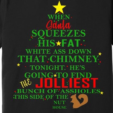 Santa Squeezes Down The Chimney Premium T-Shirt