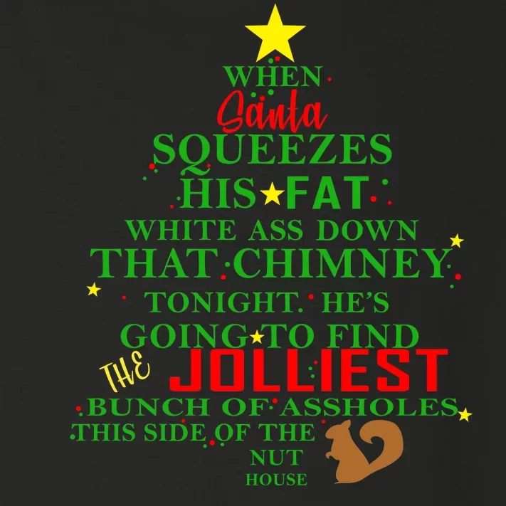 Santa Squeezes Down The Chimney Toddler Long Sleeve Shirt