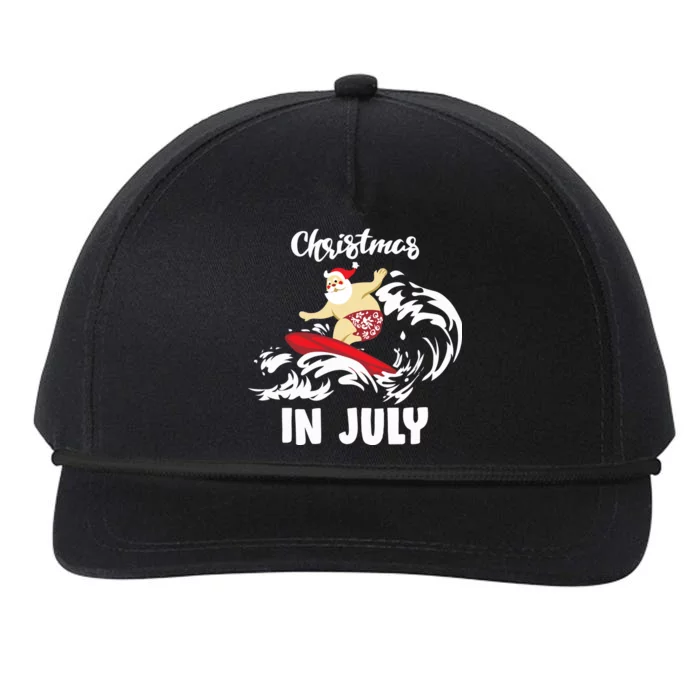 Santa Surfing Christmas In July Snapback Five-Panel Rope Hat