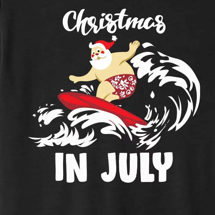 Santa Surfing Christmas In July ChromaSoft Performance T-Shirt