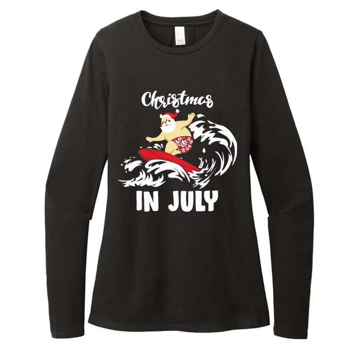 Santa Surfing Christmas In July Womens CVC Long Sleeve Shirt