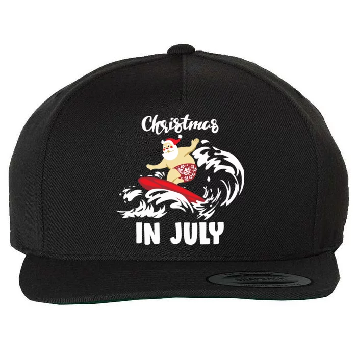 Santa Surfing Christmas In July Wool Snapback Cap