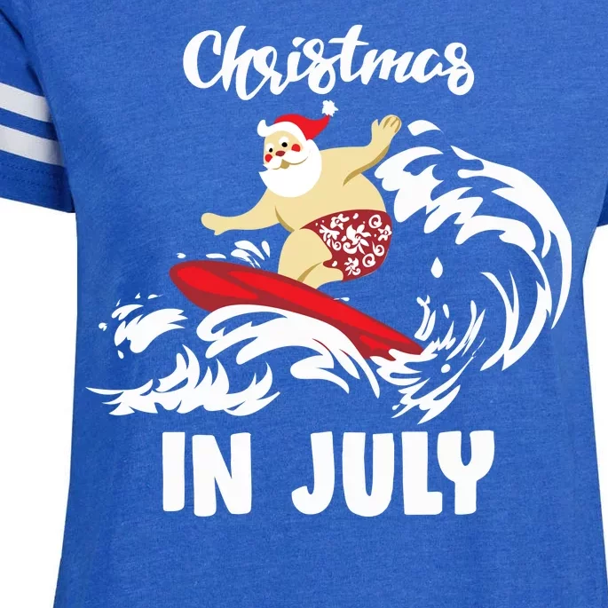 Santa Surfing Christmas In July Enza Ladies Jersey Football T-Shirt