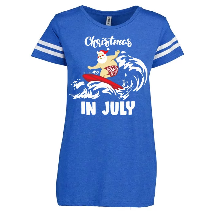 Santa Surfing Christmas In July Enza Ladies Jersey Football T-Shirt