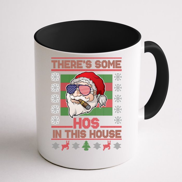 Santa There's Some Hos In This House Flag Ugly Christmas Sweater Front & Back Coffee Mug