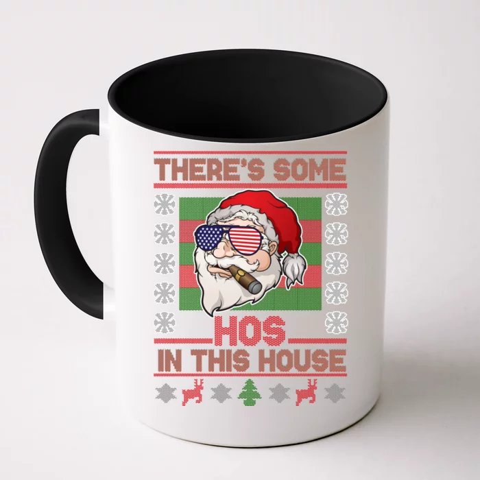 Santa There's Some Hos In This House Flag Ugly Christmas Sweater Front & Back Coffee Mug