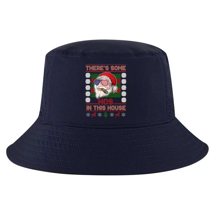 Santa There's Some Hos In This House Flag Ugly Christmas Sweater Cool Comfort Performance Bucket Hat