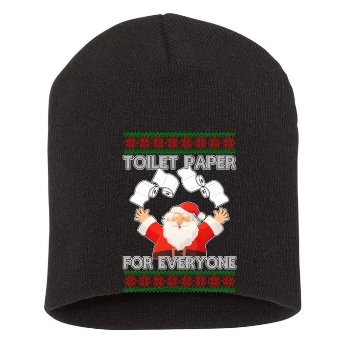 Santa Toilet Paper For Everyone Ugly Christmas Sweater Short Acrylic Beanie