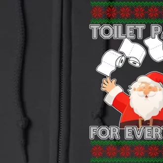 Santa Toilet Paper For Everyone Ugly Christmas Sweater Full Zip Hoodie