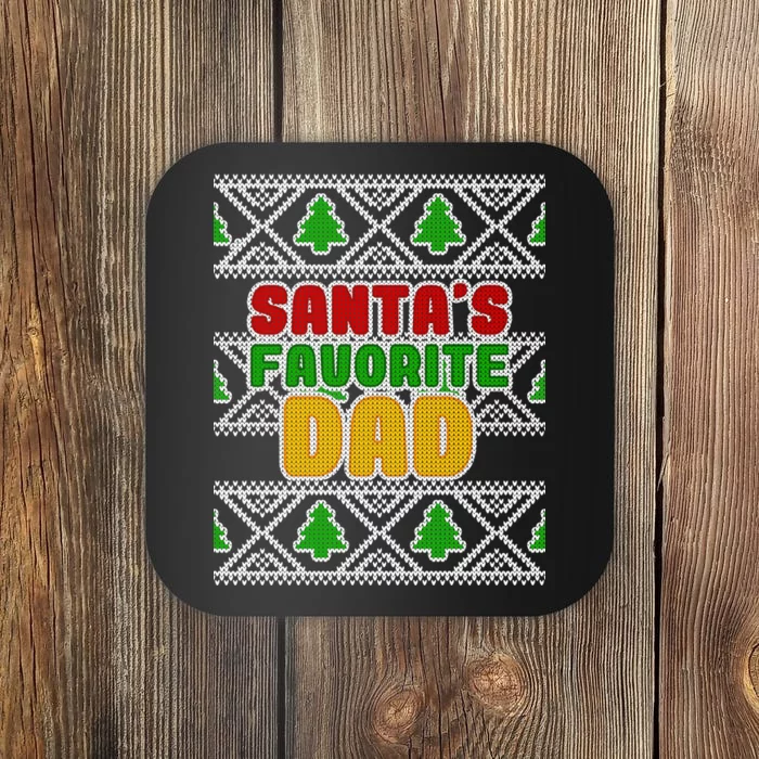 Santa's Favorite Dad Ugly Sweater Coaster