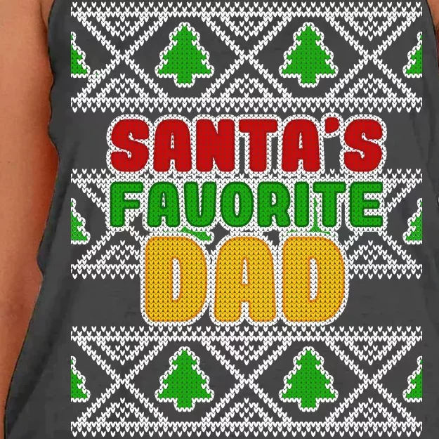 Santa's Favorite Dad Ugly Sweater Women's Knotted Racerback Tank