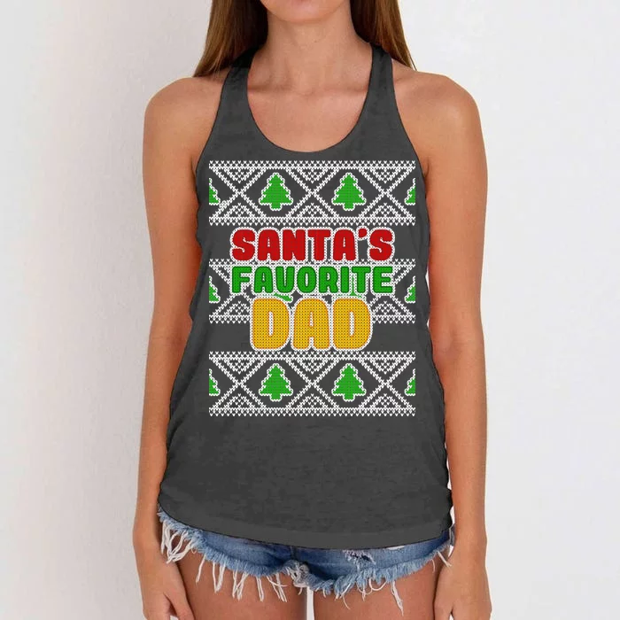 Santa's Favorite Dad Ugly Sweater Women's Knotted Racerback Tank