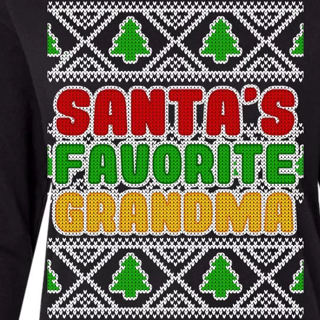 Santa's Favorite Grandma Ugly Sweater Womens Cotton Relaxed Long Sleeve T-Shirt