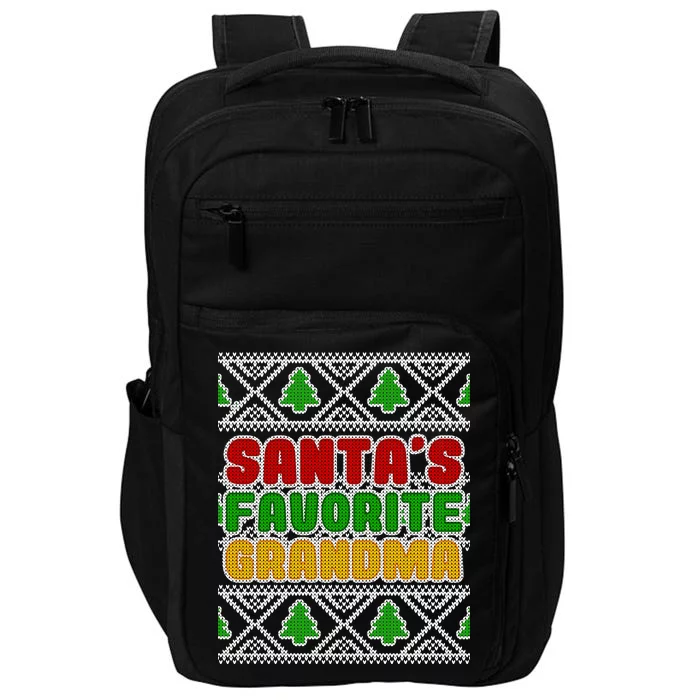 Santa's Favorite Grandma Ugly Sweater Impact Tech Backpack