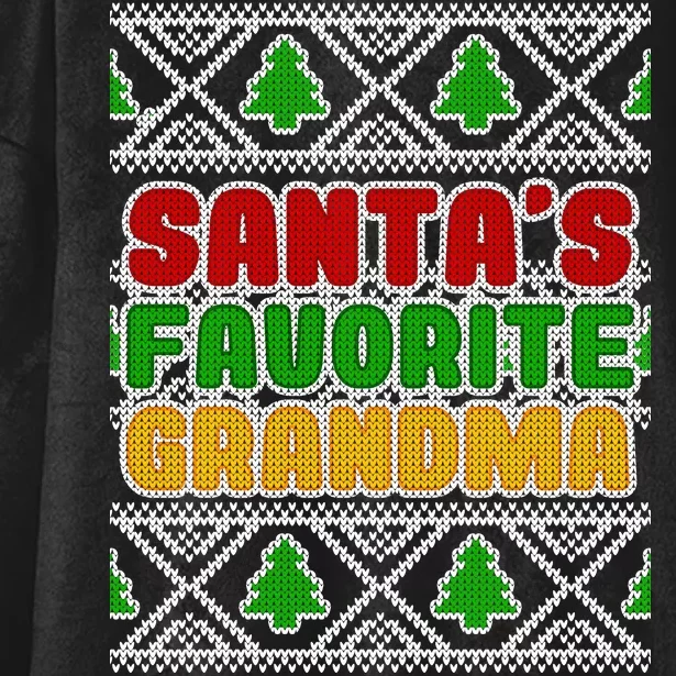 Santa's Favorite Grandma Ugly Sweater Hooded Wearable Blanket