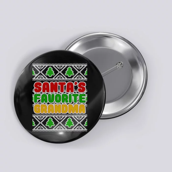 Santa's Favorite Grandma Ugly Sweater Button