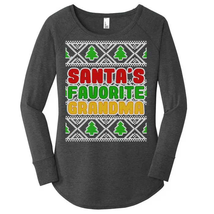 Santa's Favorite Grandma Ugly Sweater Women's Perfect Tri Tunic Long Sleeve Shirt