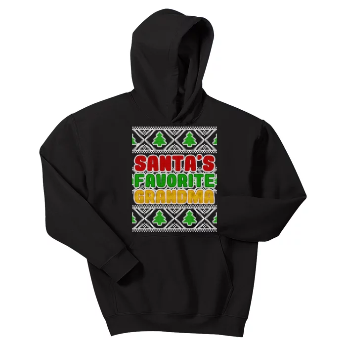 Santa's Favorite Grandma Ugly Sweater Kids Hoodie