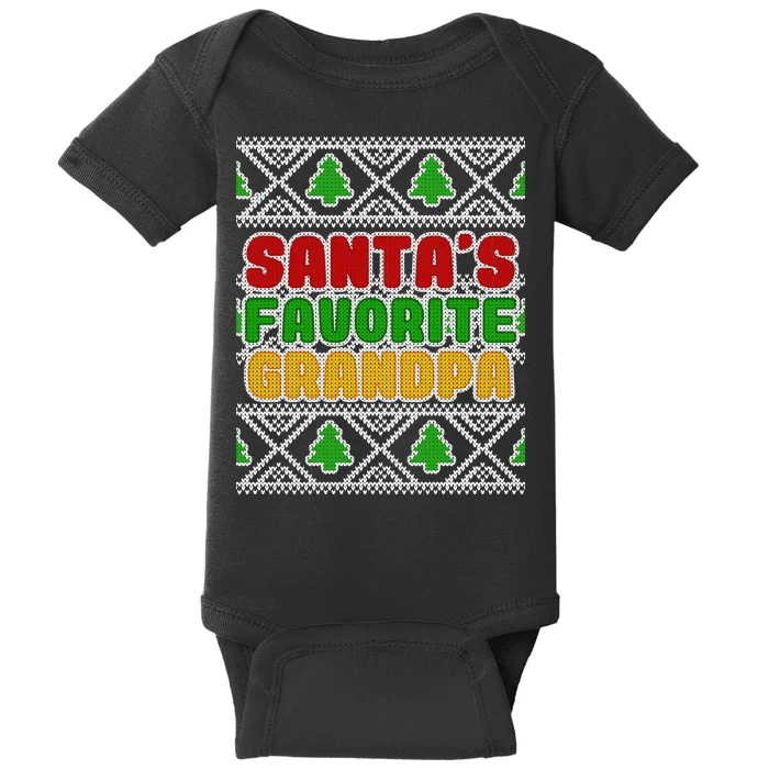 Santa's Favorite Grandpa Ugly Sweater Baby Bodysuit