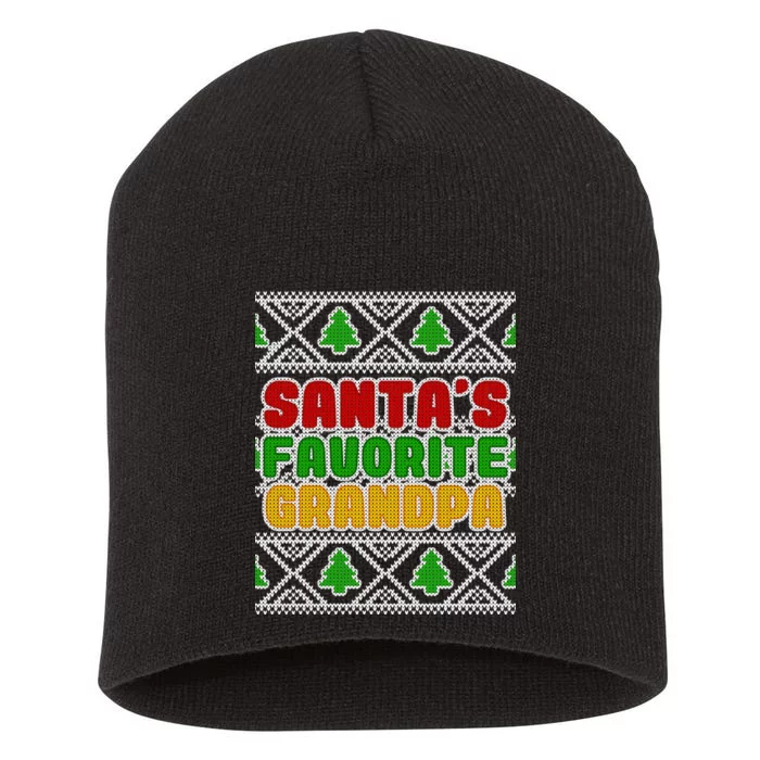 Santa's Favorite Grandpa Ugly Sweater Short Acrylic Beanie